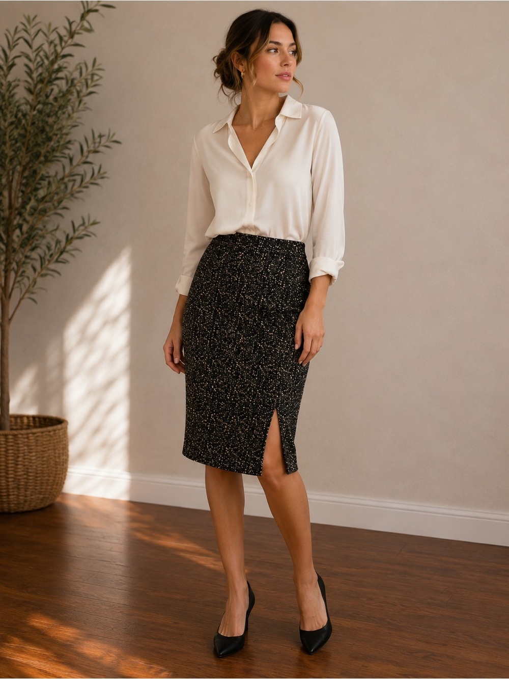 Express Design Studio Silk Blend Skirt